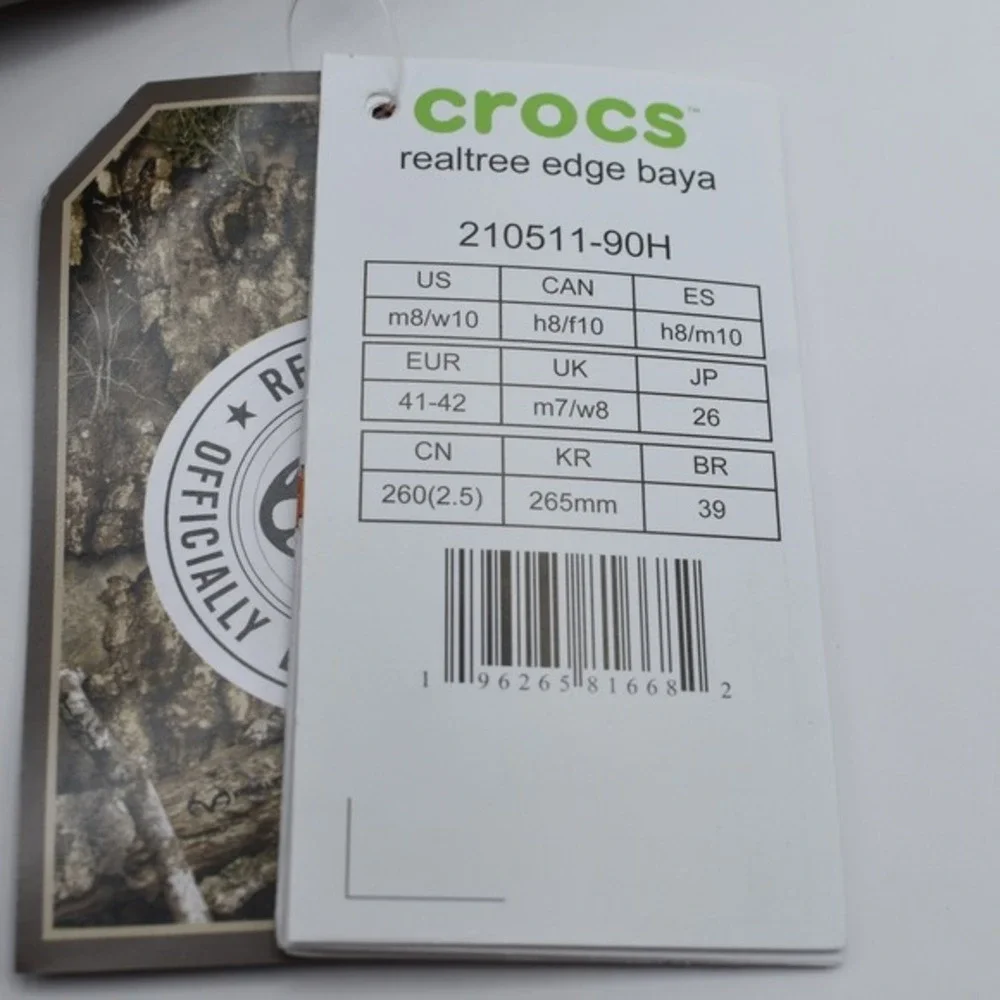 Crocs Baya Realtree APX Edge Camo Clogs Size Mens 8 / Womens‎ 10 210511-90H NWT